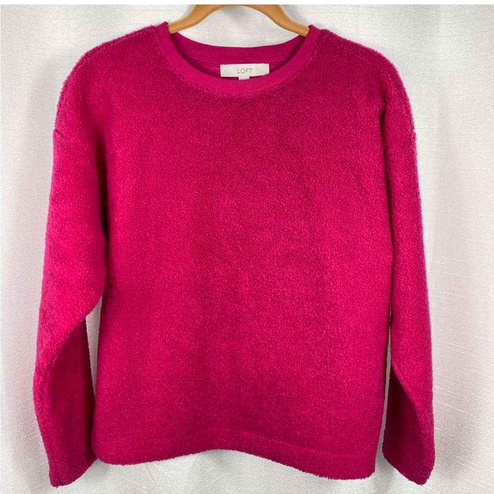 LOFT Women's Bright Pink Teddy Sweater